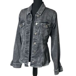 Torrid Black Washed Fit And Flare Trucker Jacket